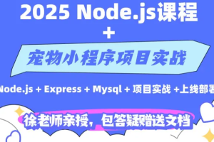 徐老师2025新版Nodejs课程含项目实战(完结)
